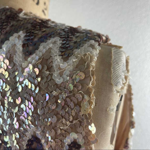 Vintage l 60s S Iridescent Sequin A-Line Twiggy Scooter Vespa MCM Mod Mini Dress - Picture 12 of 15